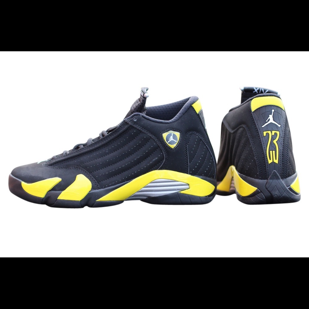 Black and yellow retro jordan 14s